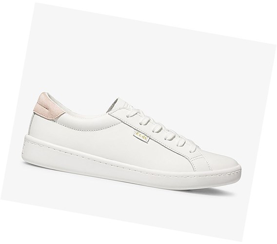 Keds Ace Kozene Snurovacie Topanky Damske Biele | RQGKEA-147