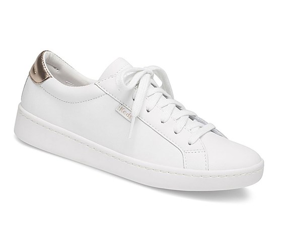 Keds Ace Mirror Kozene Snurovacie Topanky Damske Biele Ruzove Zlate | MOWJAI-213