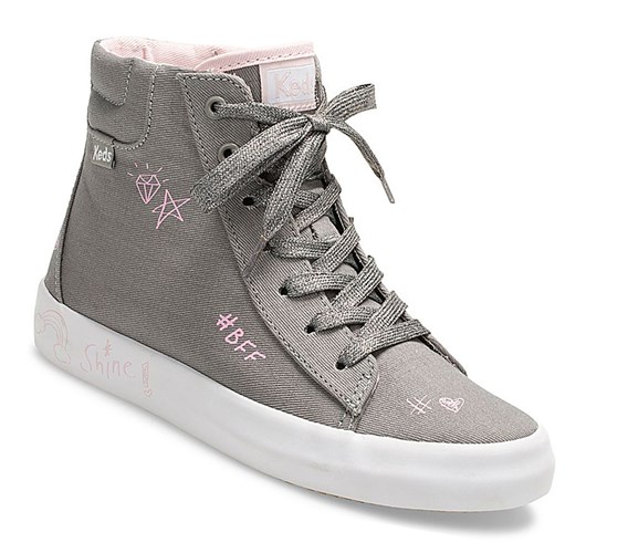 Keds Big Kid Double Up High Top Tenisky Detske Siva | CXEBJF-823