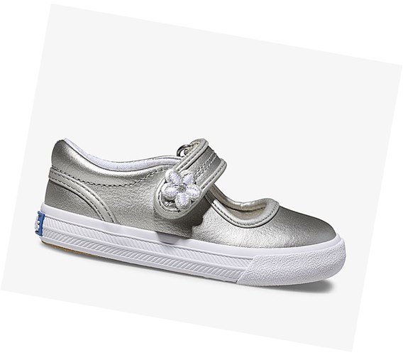 Keds Big Kid Ella Mary Jane Mary Janes Topanky Mary Janes Detske Strieborne Metal | GIWTAO-364