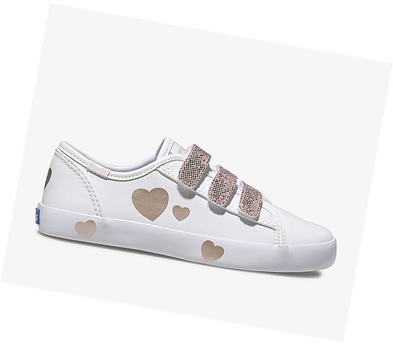 Keds Big Kid Kickstart 3V Casual Obuv Detske Biele Ruzove | TRNWGO-348
