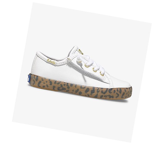 Keds Big Kid Kickstart Leopard Foxing Jr. Tenisky Detske Biele Leopardie | IPULVQ-751