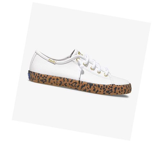 Keds Big Kid Kickstart Leopard Foxing Tenisky Detske Biele | USFRZM-146