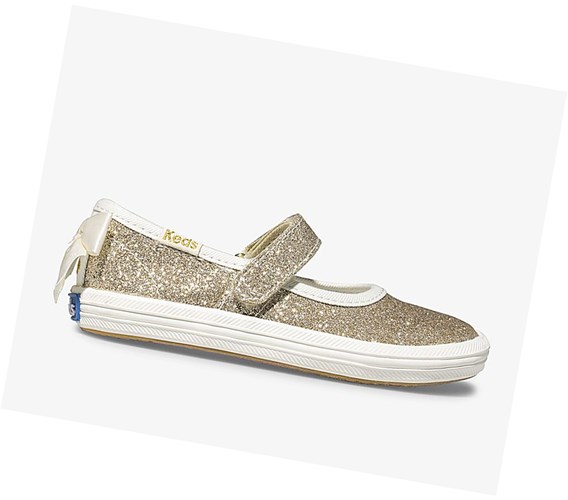 Keds Big Kid x kate spade new york Sloane MJ Glitter Mary Janes Topanky Mary Janes Detske Zlate | WIBGYM-293