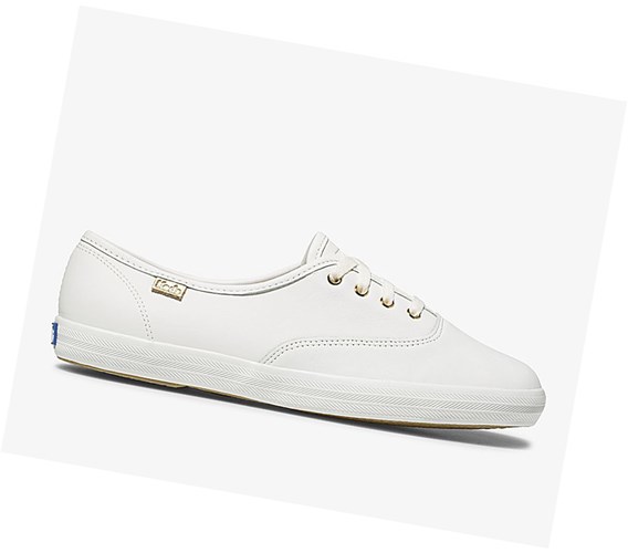 Keds Champion Luxe Kozene Snurovacie Topanky Damske Biele | POQLFA-685