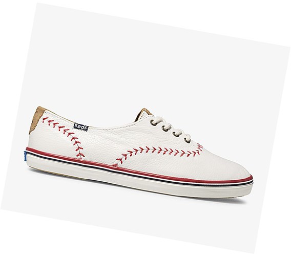 Keds Champion Pennant Kozene Snurovacie Topanky Damske Biele | GTLOSH-821