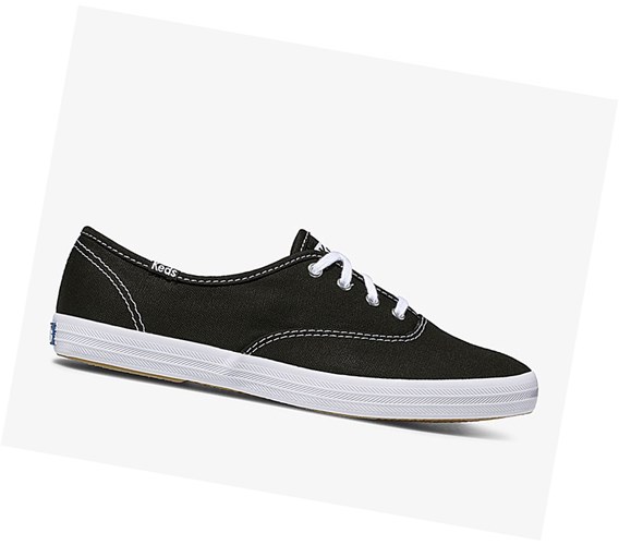 Keds Champion Platene Original Snurovacie Topanky Damske Čierne | TMEZUR-405