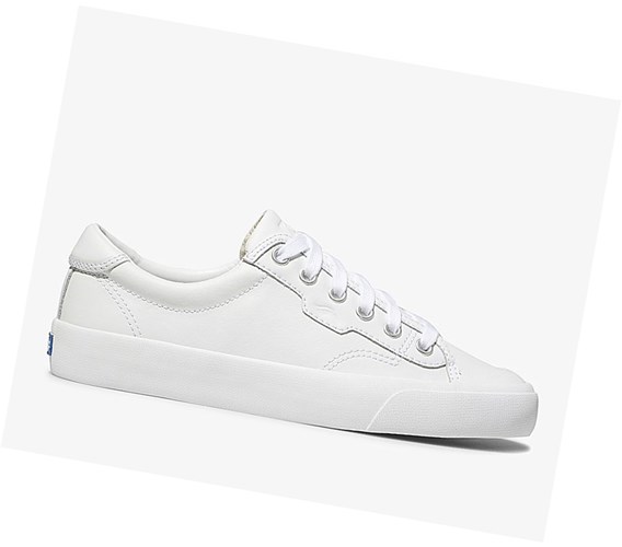 Keds Crew Kick 75 Kozene Snurovacie Topanky Damske Biele | RQPSID-794