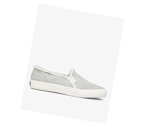 Keds Double Decker Brushed Denim Faux Shearling Slip On Tenisky Damske Siva | VDOZIG-310