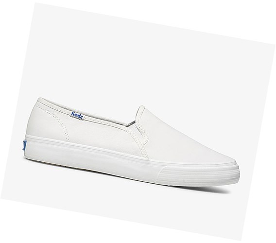 Keds Double Decker Kozene Slip On Tenisky Damske Biele | QCEIYX-783