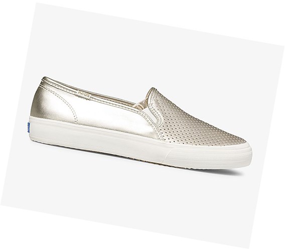 Keds Double Decker Metallic PU Slip On Tenisky Damske Golden | RZSENM-319