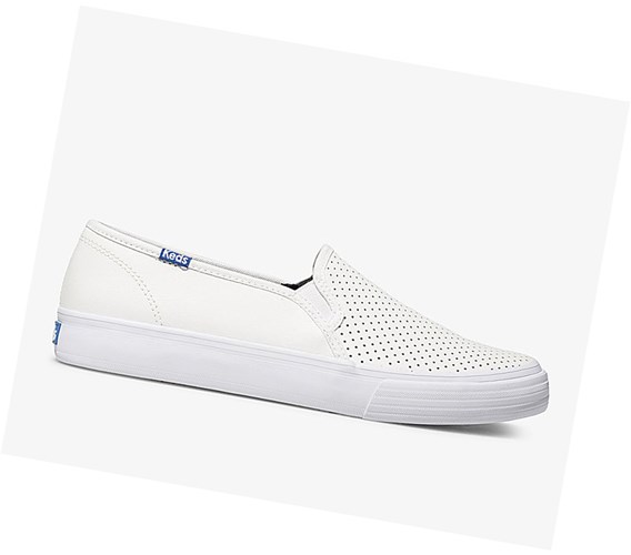 Keds Double Decker Perf Kozene Slip On Tenisky Damske Biele | KAMFJQ-273
