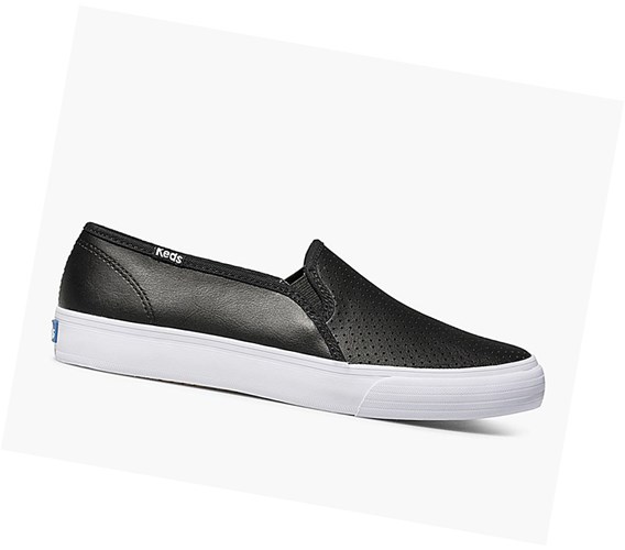 Keds Double Decker Perf Kozene Slip On Tenisky Damske Čierne | SRUQKX-097