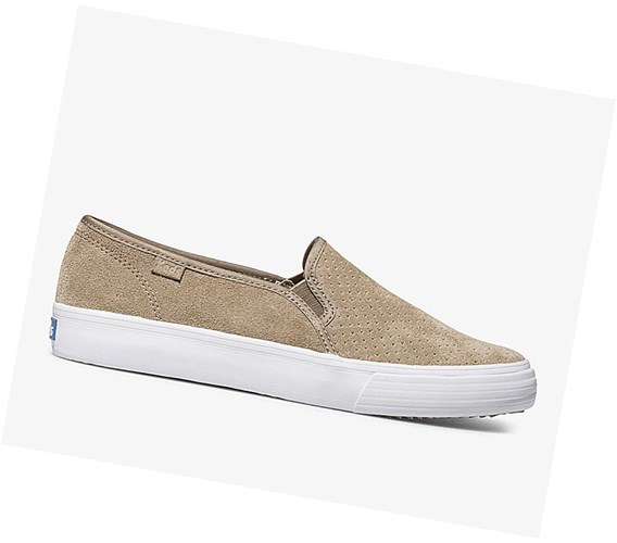 Keds Double Decker Perf Semisove Pohodlie Slip On Tenisky Damske Hnede | GJYMTA-076