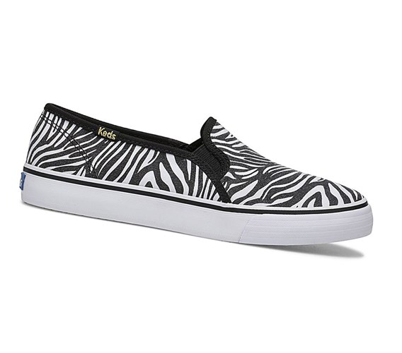 Keds Double Decker Zebra Slip On Tenisky Damske Biele Čierne | HVBLAK-436