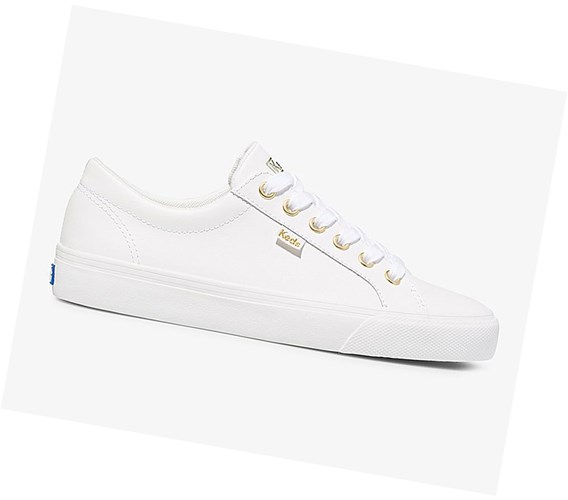 Keds Jump Kick Kozene Snurovacie Topanky Damske Biele Zlate | MNDAXK-638