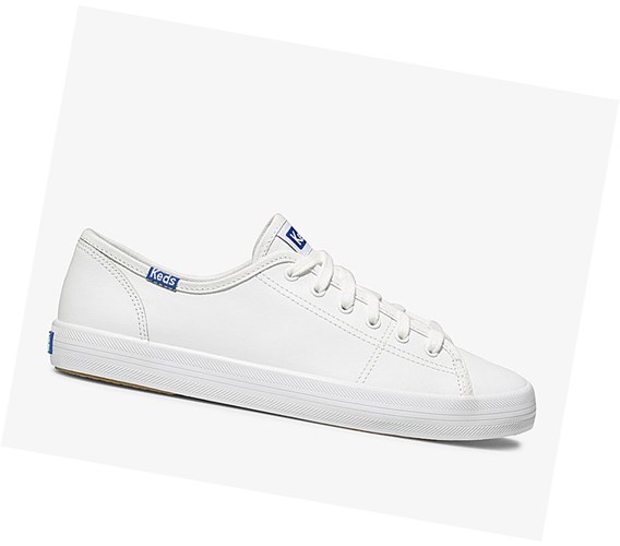 Keds Kickstart Kozene Snurovacie Topanky Damske Biele Modre | SNTZRX-732