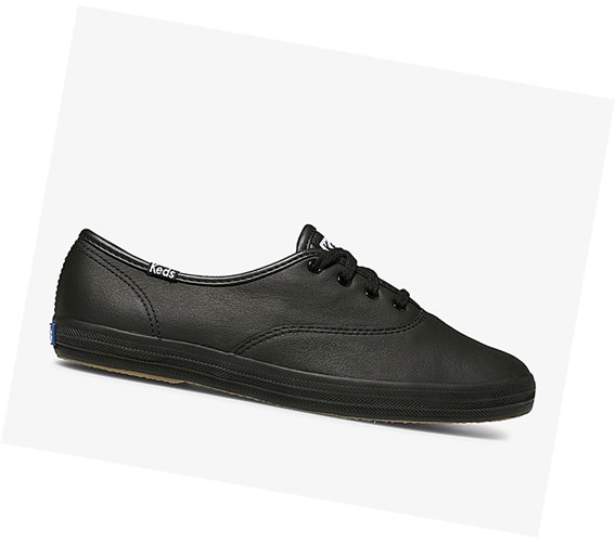 Keds Official Site Champion Kozene Snurovacie Topanky Damske Čierne | OJNGSV-403