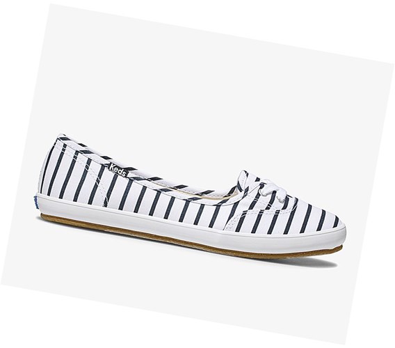 Keds Teacup Breton Stripe Slip On Tenisky Damske Biele Námornícka Modrá | NPMTIQ-629