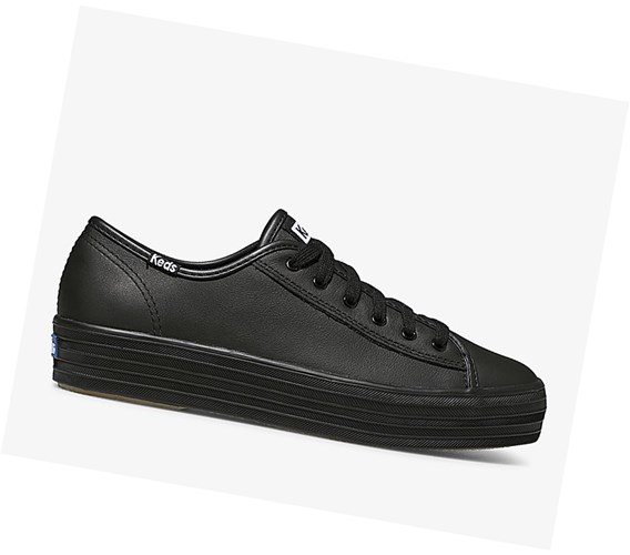 Keds Triple Kick Kozene Snurovacie Topanky Damske Čierne | RFLXQY-381