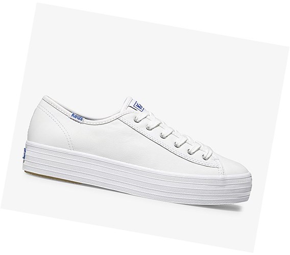 Keds Triple Kick Kozene Snurovacie Topanky Damske Biele | YLDTXH-362