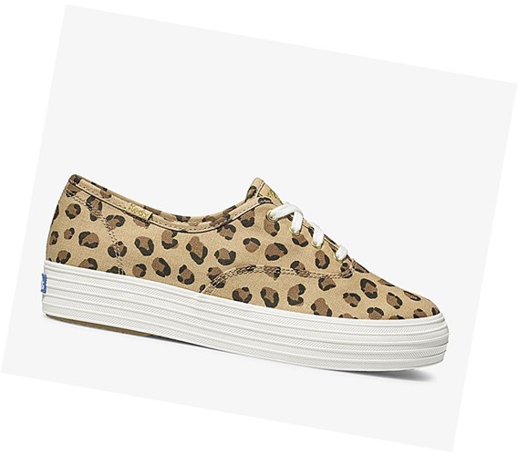 Keds Triple Leopard Snurovacie Topanky Damske Hnede | MLUSWD-158