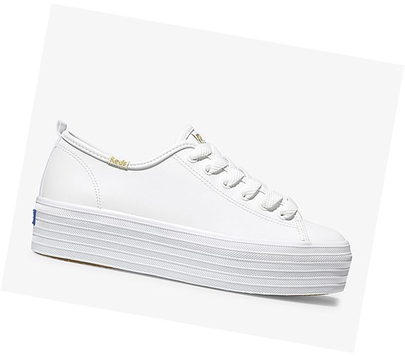 Keds Triple Up Kozene Snurovacie Topanky Damske Biele | BNHFPM-392