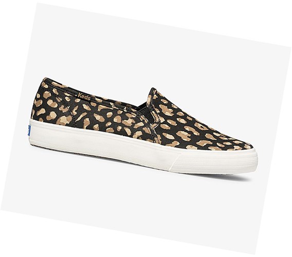 Keds Washable Double Decker Animal Slip On Tenisky Damske Čierne Leopardie | CDAHTM-896