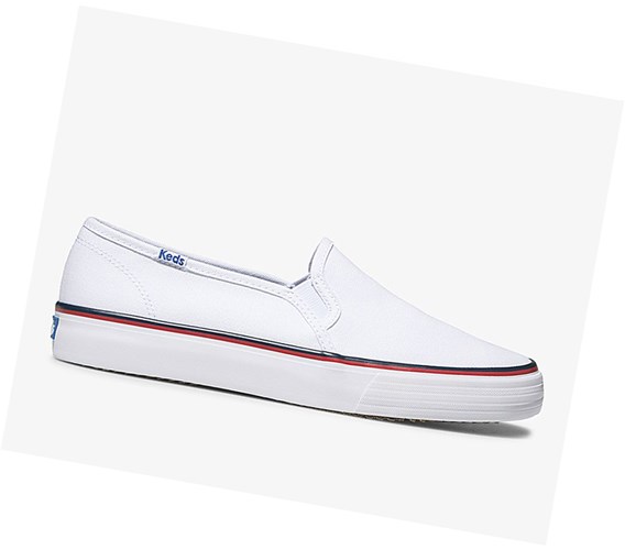 Keds Washable Double Decker Varsity Slip On Tenisky Damske Biele | FKQWNB-371