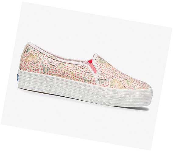 Keds x Oh Joy! Triple Decker Sequins Slip On Tenisky Damske Ruzove Viacfarebný | GHAYWQ-573