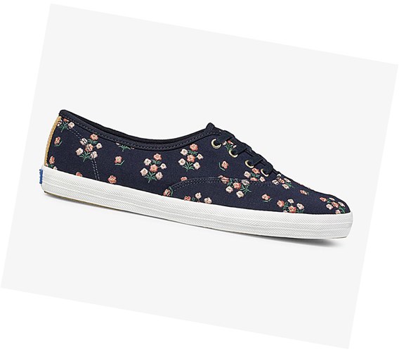 Keds x Rifle Paper Co Champion Posy Embroidered Snurovacie Topanky Damske Námornícka Modrá | DWCNPY-184
