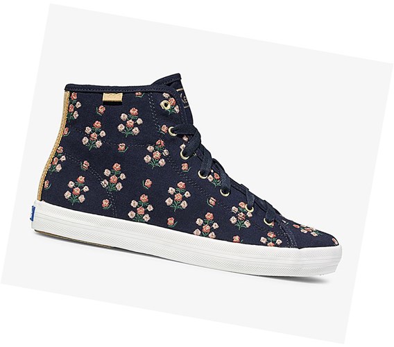 Keds x Rifle Paper Co Kickstart Hi Posy Embroidered Snurovacie Topanky Damske Námornícka Modrá | JOARNS-921