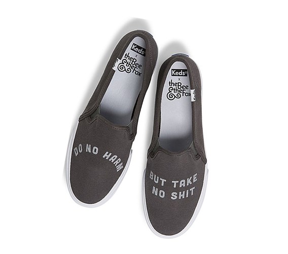 Keds x The Bee & The Fox Double Decker ‘Do No Harm’ Slip On Tenisky Damske Tmavo Siva | RUGYDQ-750