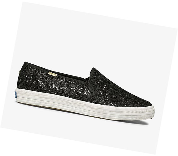 Keds x kate spade new york Double Decker Glitter Wedding Slip On Tenisky Damske Čierne | QZYXKA-652
