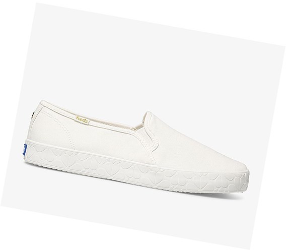 Keds x kate spade new york Double Decker Logo Foxing Slip On Tenisky Damske Biele | YOEHKN-304