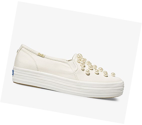 Keds x kate spade new york Triple Decker Pearls Wedding Slip On Tenisky Damske Biele | DBMATE-608