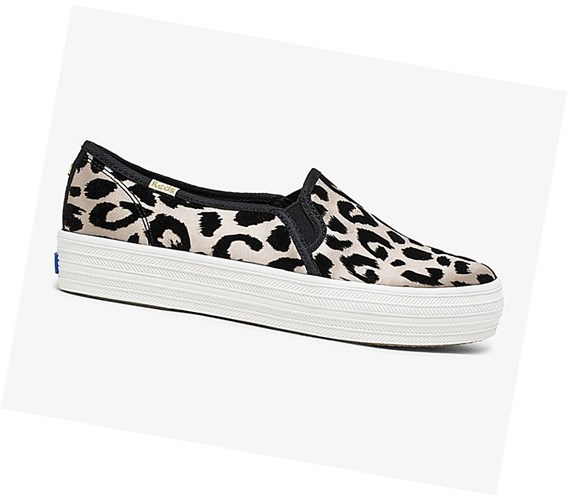 Keds x kate spade new york Triple Decker Flocked Leopard Slip On Tenisky Damske Leopardie | HGLRCM-758