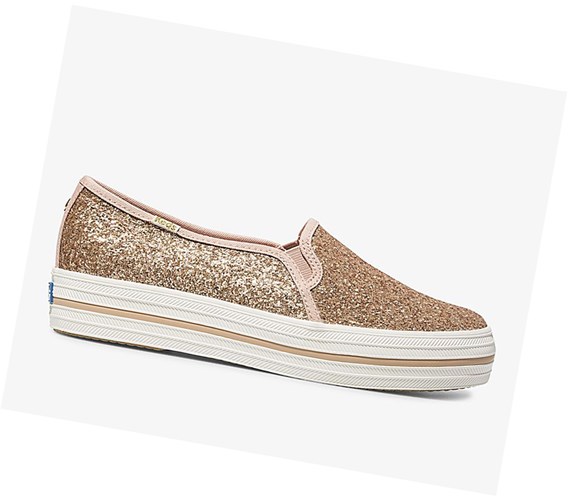 Keds x kate spade new york Triple Decker Glitter Wedding Slip On Tenisky Damske Ruzove Zlate | NCTXBZ-263