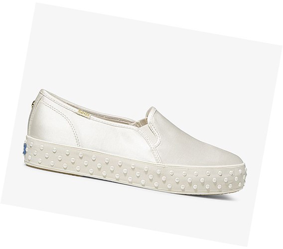 Keds x kate spade new york Triple Decker Satin w/ Pearl Foxing Wedding Slip On Tenisky Damske Krém | PZNUWK-519