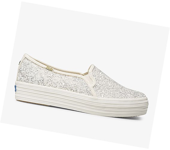 Keds x kate spade new york Triple Decker Glitter Wedding Slip On Tenisky Damske Krém | RYJSVG-531